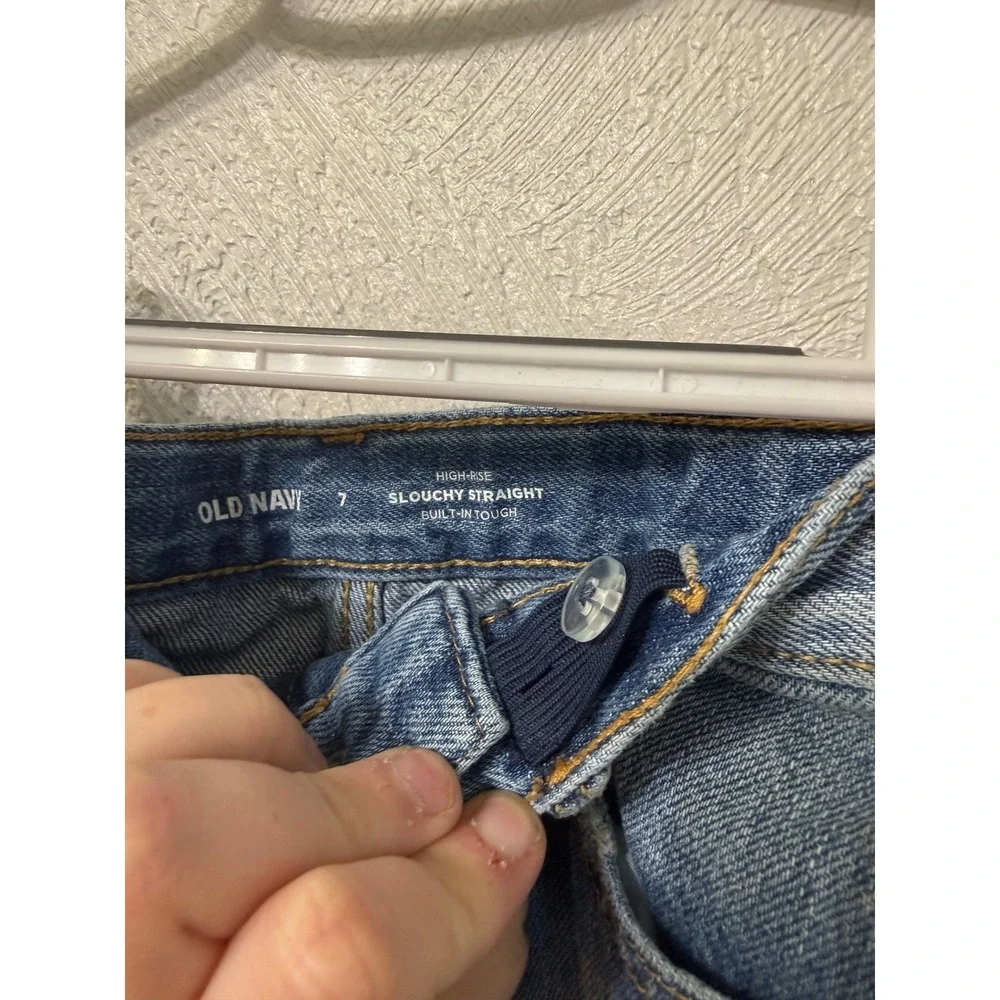 Old Navy Girls High Rise Slouchy Straight Built-In Tough Jeans Blue Size 7